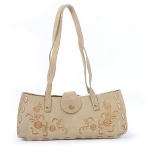 Genuine Suede Embroidery Flower Shoulder Bag Purse